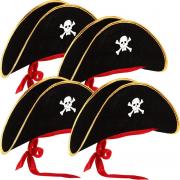 COOLBEE 4 Pcs Pirate Hats Pirate Costume Party Hats Skull Print for Masquerade Cosplay, Funny Party Supplies, Fancy Dress Favors