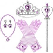 COOLBEE Princess Dress Up Accessories Princess Crown Tiara for Little Girls, Princess Tiara Glove Wand Toy Gift for 3-6 Girl